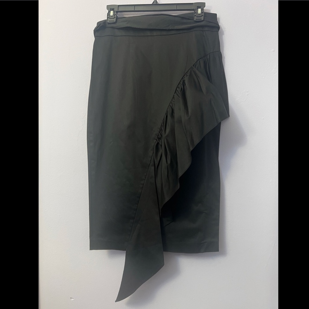 NY&C Avenue Black Asymmetrical Ruffle Pencil Skirt